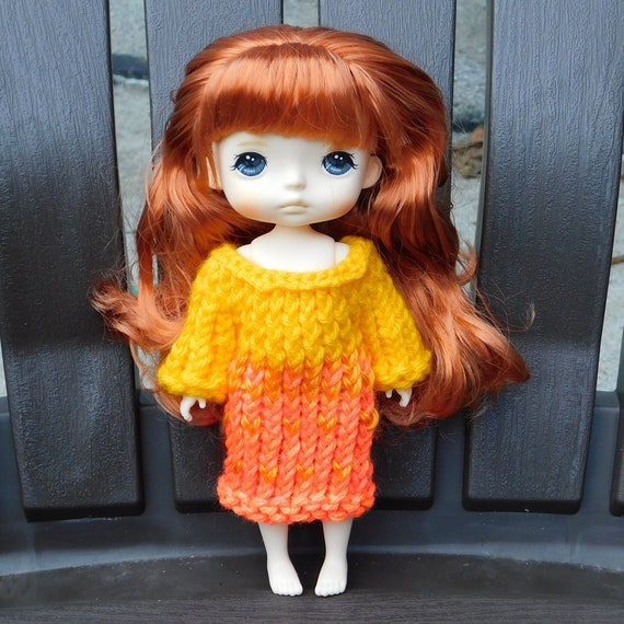Cozy Sunburst Yellow Orange Loom Knit Sweater Dress - Cute Doll Outfit -  Fits Holala Monst Na Na & Petite Fashion Dolls - Etsy