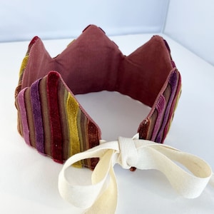 Velvet Stripe Fabric Crown for Play Multi-Color, Birthday Crown