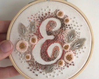 MADE to ORDER Script Letter Initial Embroidery in Hoop Décor, Customizable CUSTOM