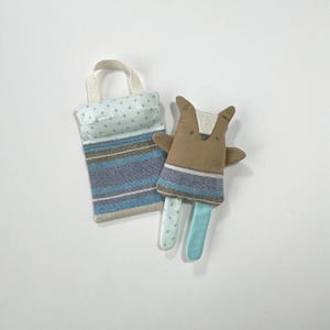Sleeping Bag Buddy FOX Plush, Blue Stripe, Stuffed friend with sleeping bag, Play Animal