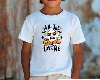 All The Ghouls Love Me Shirt, Funny Ghost Kids Halloween Tee, Cute Toddler Boy Holiday Tshirt