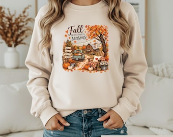 Fall Is My Favorite Season Shirt, Vintage Autumn Tee, Cozy Farmhouse Pumpkin Graphic,Hellowen sweatshirt