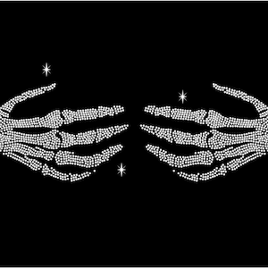Rhinestone Skeleton hands DIY Iron on, Skull hands, Halloween skeleton hands, DIY Iron on, gothic hands, bling skeleton hands iron on, bones