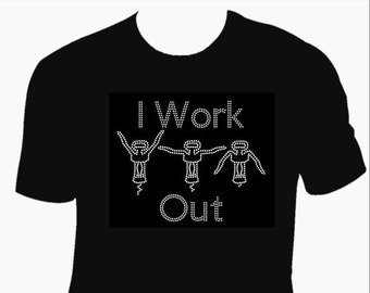 Wine Tees, wine bling shirts, I work out iron on, wine sayings bling iron on template, wine decal, bedazzled shirts