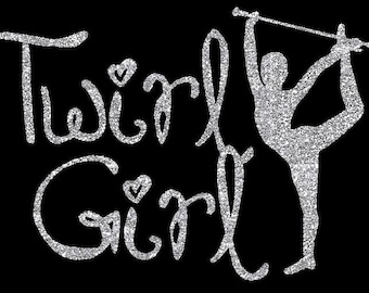 Twirl Girl glitter Iron on or Twirl girl tee, Twirlers tanks, baton twirling tank.