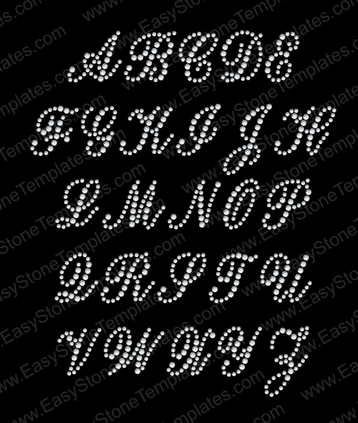 Mini Script Letters Mini Script Alphabet Rhinestone Iron on Hotfix Transfer, DIY Bling ...