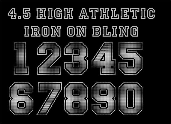 4.50 Inch Rhinestone Numbers, Iron on Hotfix Transfer, Bling Numbers.  Athletic Iron on Numbers, Team Numbers, Bedazzled Jersey Numbers 