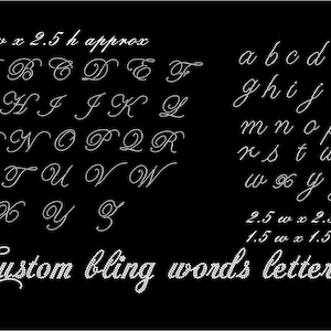 Edwardian Script rhinestone iron on hotfix transfer, DIY bling. Personalized rhinestone letters, Bejeweled words, bejeweled letters