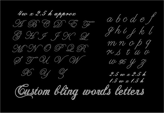 Pick Any 10 Letters-Cursive Alphabet Letters Clear Rhinestone Iron on  Hotfix Transfer