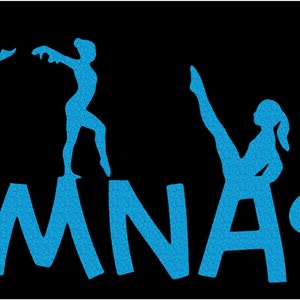 Gymnastic glitter iron on applique, gymnast iron on, gymnast decal, gymnastics iron on patch