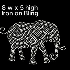 Elephant rhinestone iron on hotfix transfer, DIY bling. Elephant bling iron on transfer applique, elephant decal