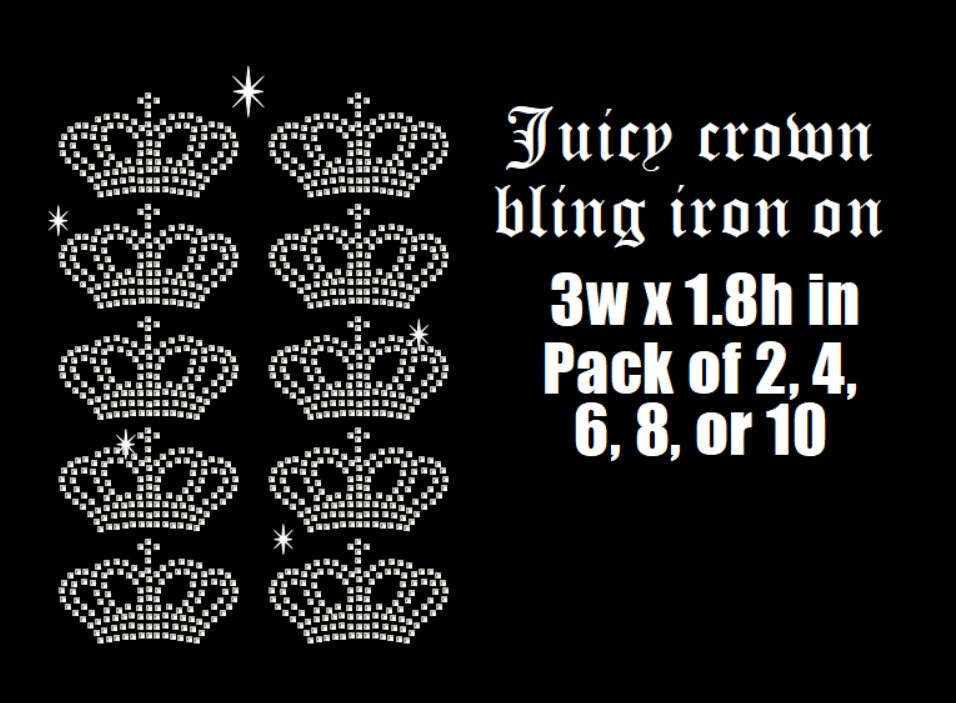Diy Rhinestone Word Old English Rhinestone Word Juicy, Rhinestone Iron on Hotfix Transfer ...