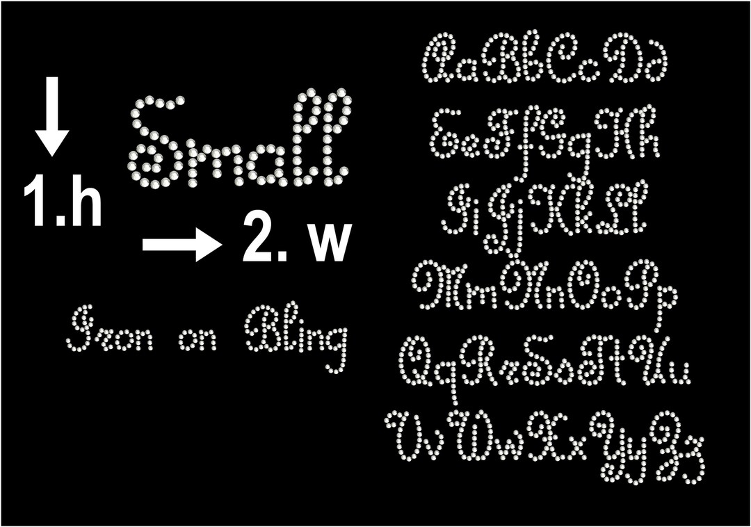 Very Small Lettering Super Small Mini Script Alphabet Rhinestone Iron on Hotfix Transfer ...