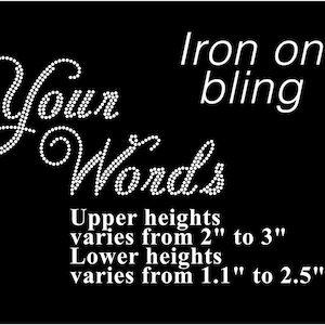 Fancy Script rhinestone iron on hotfix transfer, DIY bling. Personalized rhinestone letters, Bejeweled words, bejeweled letters, Bride bling