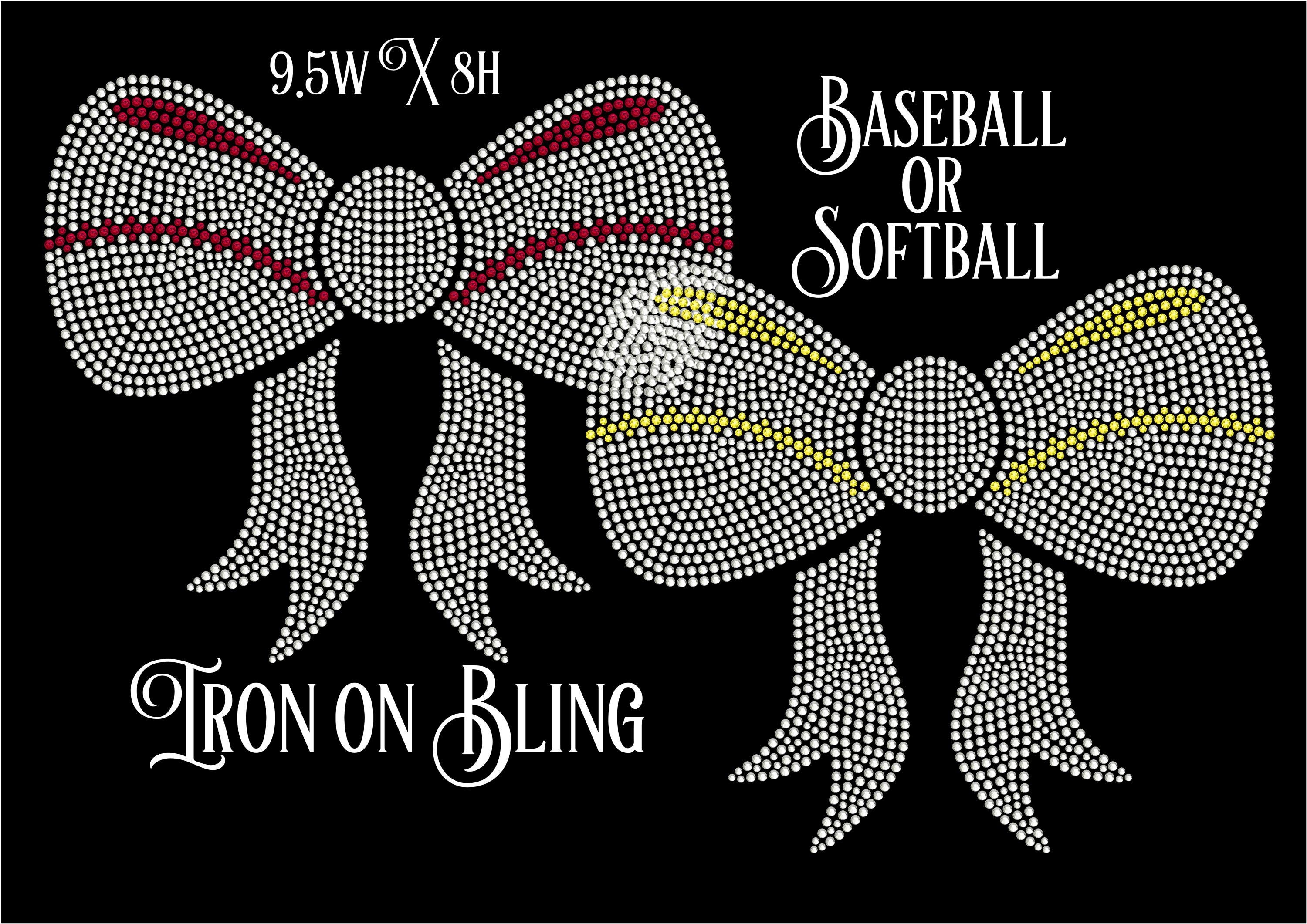 Baseball Rhinestone Iron on. DIY transfer for shirts, Baseball bling, iron on templates, Baseball decals, bedazzled applique, bling softball