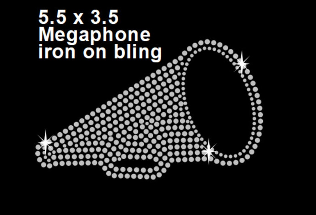 Cheer Megaphone Rhinestone Iron On, Megaphone Spangles, Cheerleading