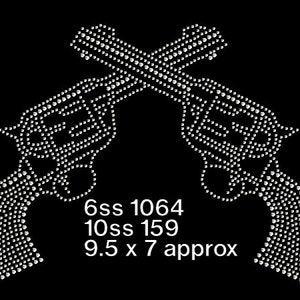 Top Gun Rhinestone Transfer Double Pistol Guns Hot Fix Iron on Rhinestone Transfer, Bling Guns ...