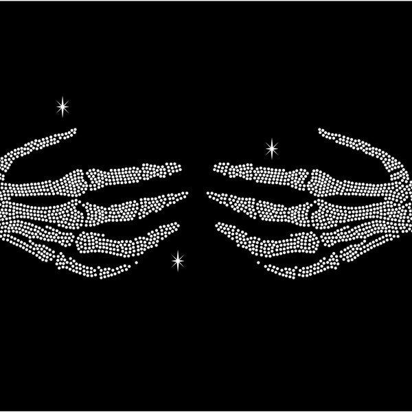 Downloadable Rhinestone Skeleton hands  Instant download rhinestone design svg eps ai