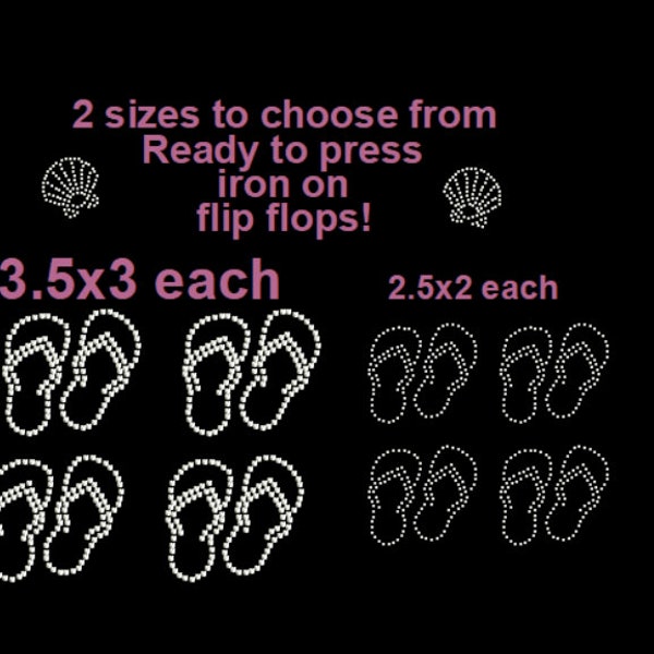 small Flip flops Bling, flip flop bling for jeans, iron on flip flops, flip flop iron on decal, patch, bedazzled bling, bejeweled