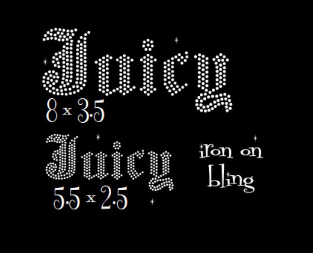 Diy Rhinestone Word Old English Rhinestone Word Juicy, Rhinestone Iron on Hotfix Transfer ...
