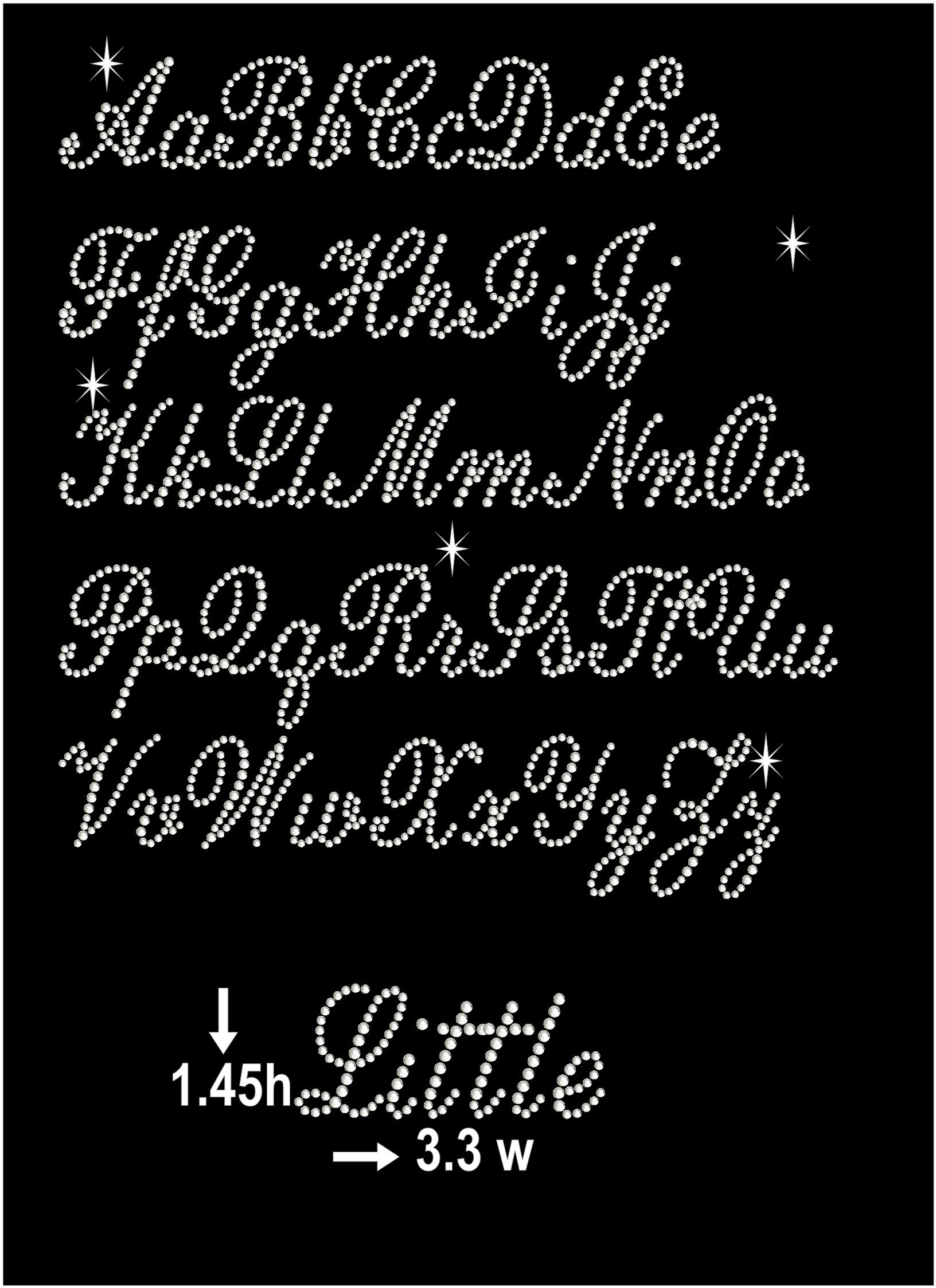 Small Script Alphabet Rhinestone Iron on Hotfix Transfer, DIY Bling ...