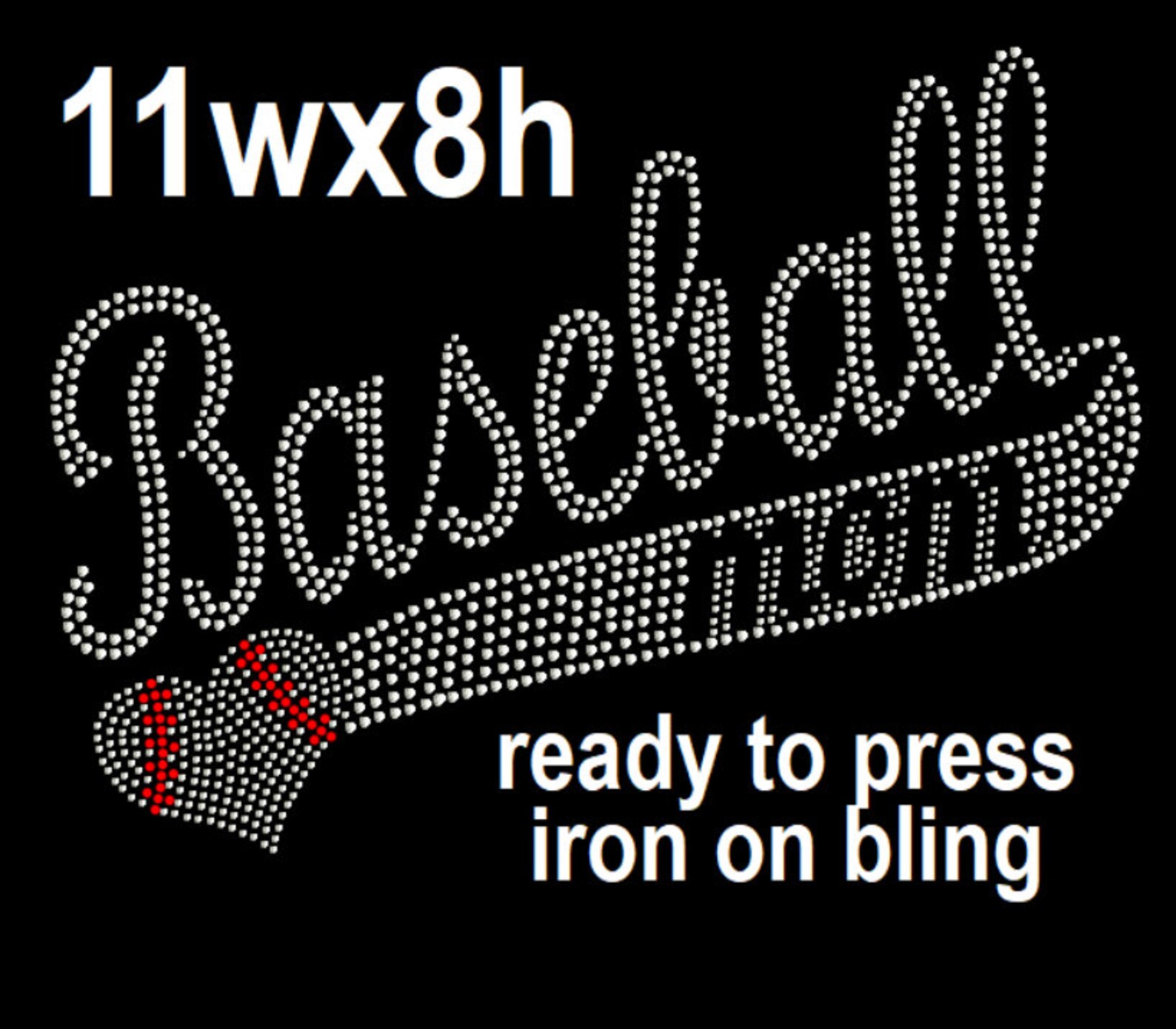 Baseball Rhinestone Iron On, Softball Rhinestone Iron on Bling ...