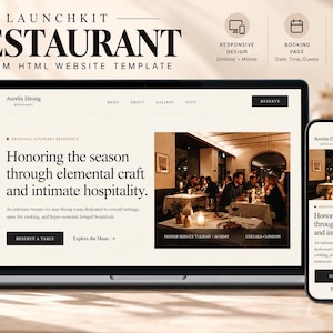 Restaurant Website Template, HTML Booking Page for Cafes & Bistros