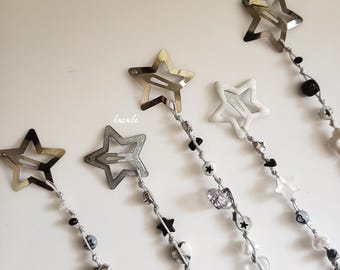 Beaded Star Hair Clip, Handmade Dangle Barrette, Y2K Hair Accessory