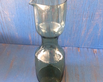 Carafe .  Mid century Glass Carafe, Vintage Barware.