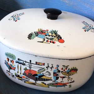 enamel. Vintage cooking pot . Midcentury Georges Briard pot. Colorful enamel . Midcentury Enamel.