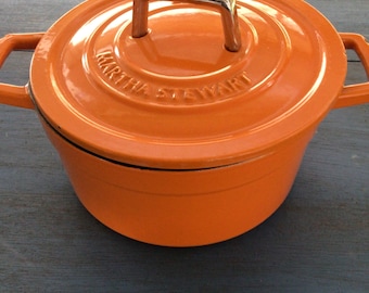 cast iron . Martha Stewart. orange cast iron pot .
