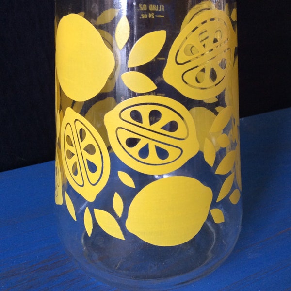 Carafe. Vintage carafe , Vintage Lemon glass bottle , Yellow design glass , juice bottle ,j uice carafe ,retro carafe lemonade