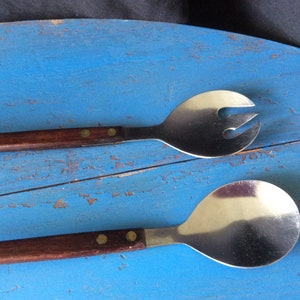 Stainless steel salad Two Piece serving set from Japan | Stainless Steel Serving Utensils Salad Fork Spoon Set | Mid Century Design