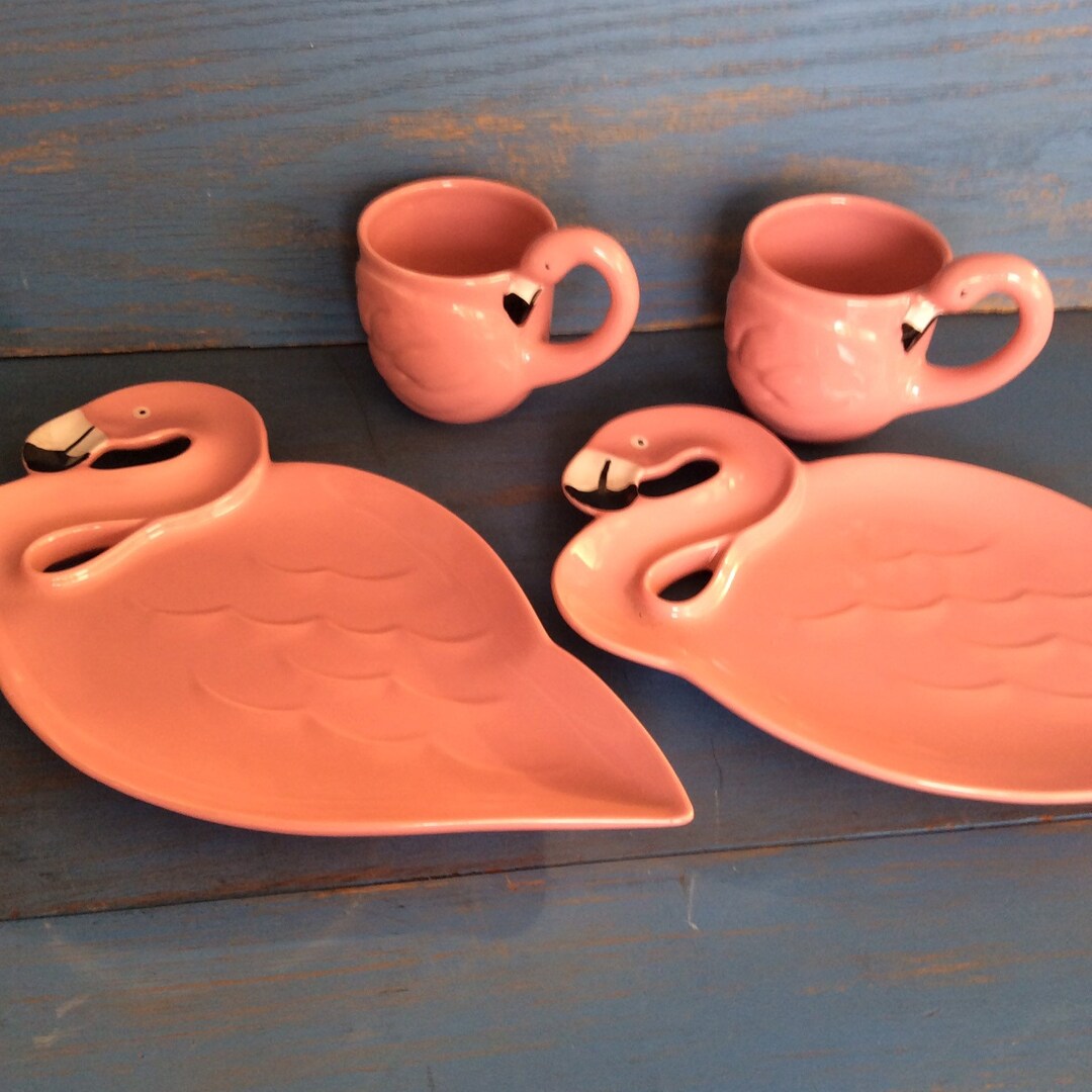 Flamingo Dishes Flamingo Cups and Plates Pink Dishes Etsy