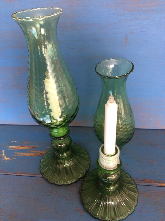 Vintage green sale glass lamps