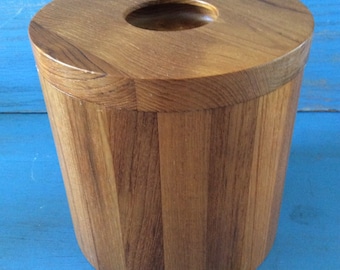 Midcentury Wood Ice Bucket, Vintage Barware
