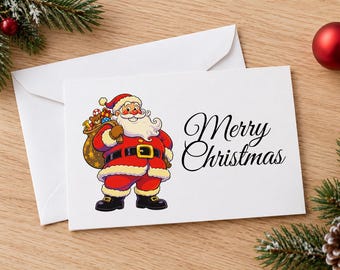 Christmas card Santa Claus Merry Christmas – digital card for printing Gift cards Greeting card PNG file Download DIY card