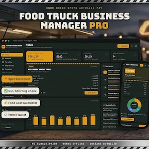 Food Truck Business Manager Pro | HTML Food Cost Calculator, Event Booking & Permit Tracker for Mobile Food Vendors