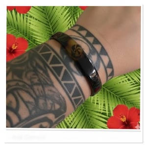 TS acrylic faux tortoise shell design polynesian bangle cuff Samoa Hawaii bracelet