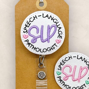 SLP Badge Reel, Speech Language Pathologist Badge Reel, SLP Nurse Badge Reel, Nurse Badge Reel, SLP Lanyard, Retractable Badge Holder