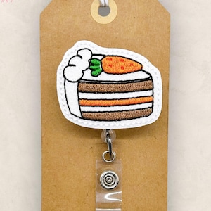 Carrot Cake Badge Reel, Easter Badge Holder, Nurse Badge Clip, Teacher Lanyard, Coworker Gift, Name Tag, Retractable ID Holder | GLITTER