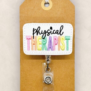 Physical Therapist Badge Reel, PT Badge Reel, Physical Therapy Badge Clip, Lanyard, Coworker Gift, Retractable ID Badge Holder | GLITTER