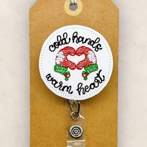 Cold Hands Warm Heart Badge Reel, Winter Badge Reel, Nurse Badge Clip, Teacher Lanyard, Coworker Gift, Retractable ID Holder | GLITTER