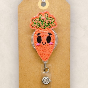 Carrot Badge Reel, Veggie Badge Reel, Registered Dietitian Badge Clip, Lunch Lady Name Tag, Lanyard, Coworker Gift, Retractable ID Holder