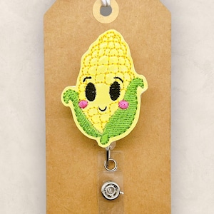 Corn on the Cob Badge Reel, Veggie Badge Reel, Registered Dietitian Badge Clip, Lunch Lady Name Tag, Coworker Gift, Retractable ID Holder