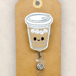 Iced Coffee Badge Reel, Cold Brew Coffee Badge Reel, Nurse Badge Reel, Teacher Lanyard, Retractable ID Badge Holder, Coffee Lover Badge Reel