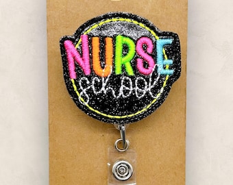 School Nurse Badge Reel, Nurse Badge Reel, School Lanyard, Employee Badge, Badge Buddy, Coworker Gift,  Retractable ID Holder | GLITTER