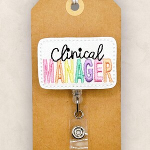 Clinical Manager Retractable Badge Reel: Clinic ID Holder, Name Tag, Topper, Coworker Gift, Lanyard, MRI Safe, Heavy Duty Option | GLITTER