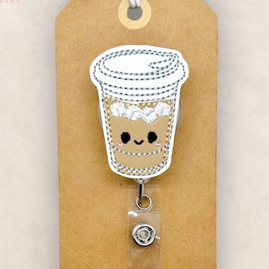 Iced Coffee Badge Reel, Cold Brew Coffee Badge Reel, Nurse Badge Reel, Teacher Lanyard, Retractable ID Badge Holder, Coffee Lover Badge Reel image 1