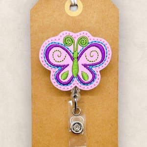 Pastel Butterfly Badge Reel, Pretty Bug Badge Reel, Nurse Badge Clip, Teacher Lanyard, Coworker Gift, Badge Buddy, Retractable ID Holder